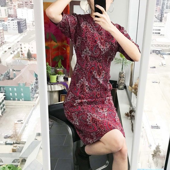 Vintage 70s psychedelic paisley midi dress - Picture 1 of 8